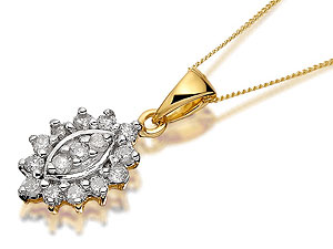 9ct Gold Diamond Marquise Pendant And Chain