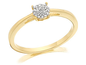 9ct Gold Diamond Micropave Cluster Ring - 046004
