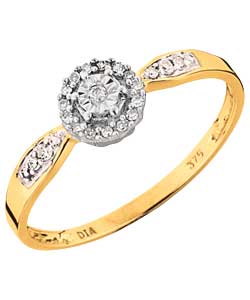 9ct Gold Diamond Miracle Plate Solitaire Ring