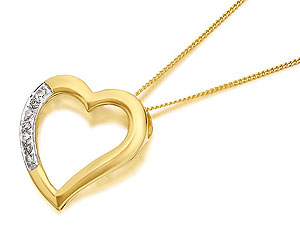 9ct Gold Diamond Open Heart Pendant And Chain -