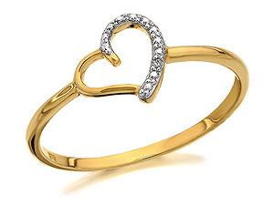 9ct Gold Diamond Open Heart Ring - 182117