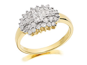 9ct Gold Diamond Pin Cushion Cluster Ring
