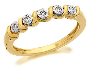 9ct Gold Diamond Ribbon Twist Ring 5pts - 045817