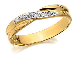 9ct Gold Diamond Set Brides Wedding Ring 4mm