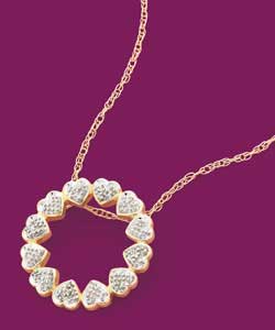 9ct gold Diamond Set Circle of Hearts Pendant