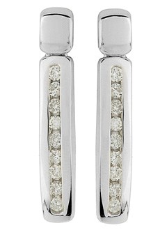 9ct Gold Diamond Set Drop Earrings