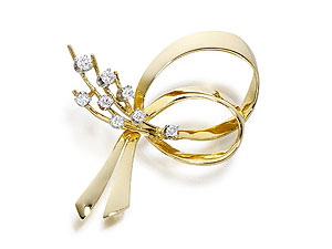 9ct gold Diamond Set Flower Corsage Brooch 047031