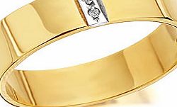 9ct Gold Diamond Set Grooms Wedding Ring 6mm -