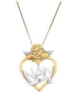 9ct Gold Diamond Set Guardian Angel Nan Pendant
