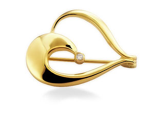 9ct gold Diamond-Set Heart Brooch 079288