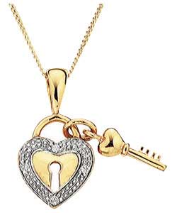 9ct gold Diamond Set Key To My Heart Pendant