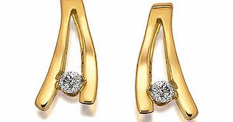 9ct Gold Diamond Set Lightening Flash Earrings
