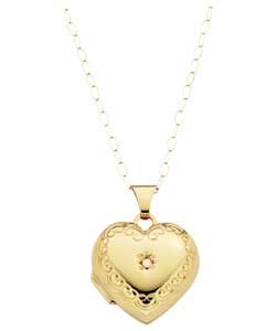9ct Gold Diamond Set Puff Heart Locket Pendant