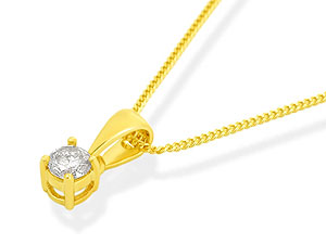 9ct Gold Diamond Solitaire Pendant And Chain -