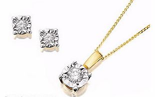 Diamond Solitaire Pendant And Earring