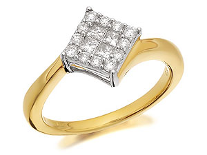 Diamond Square Cluster Ring 0.33ct -