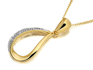9ct Gold Diamond Teardrop Pendant And Chain -