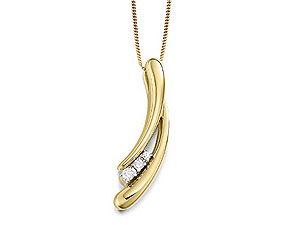 9ct Gold Diamond Trilogy Curve Pendant And Chain