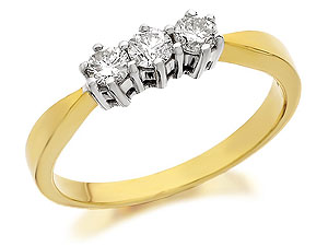 9ct Gold Diamond Trilogy Ring 0.33ct - 045824