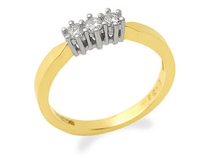 9ct Gold Diamond Trilogy Ring 20pts - 045822