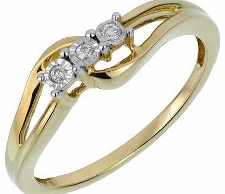 9ct Gold Diamond Trilogy Twist Ring