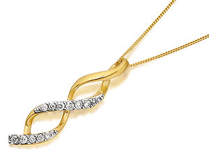 9ct Gold Diamond Triple Swirl Pendant And Chain