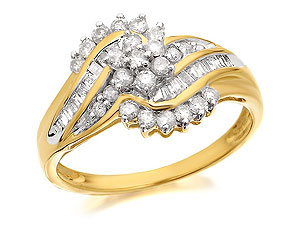 9ct Gold Diamond Twist Cluster Ring 0.5ct