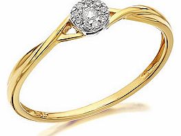 9ct Gold Diamond Twist Cluster Ring 5pts - 046082