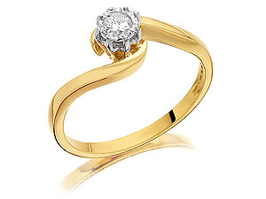 9ct Gold Diamond Twist Ring 10pts - 045183