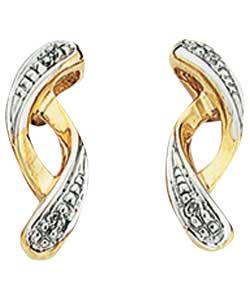 9ct gold Diamond Twist Stud Earrings