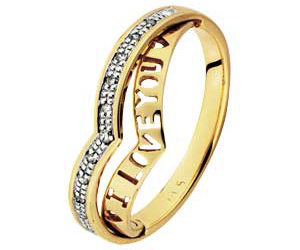 9ct Gold Diamond Wishbone Hidden Message Eternity Ring