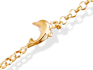 9ct gold Dolphin Belcher Chain Anklet 077955