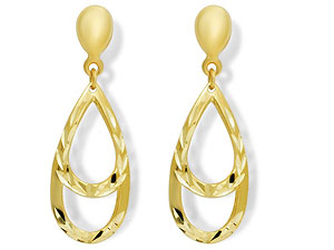 9ct Gold Double Loop Drop Earrings 071851