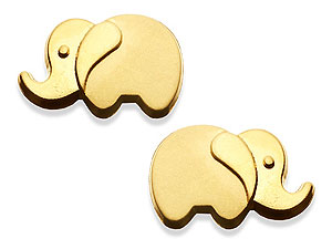 9ct Gold Elephant Earrings 10mm - 070303