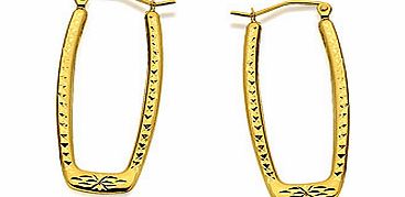 9ct Gold Elongated Oval Creole Hoop Earrings