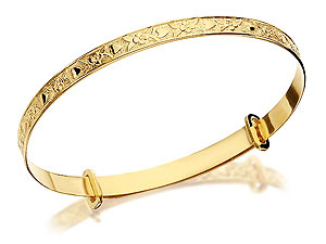 9ct Gold Embossed Expanding Baby Bangle - 078423