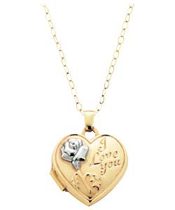 9ct Gold Embossed I Love You Heart Locket