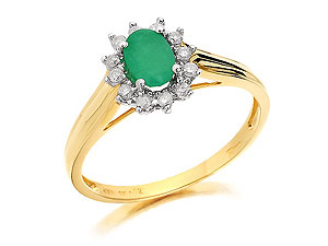 9ct gold Emerald and Diamond Cluster Ring 047606-J