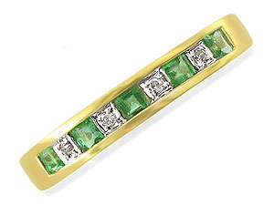 9ct gold Emerald and Diamond Half Eternity Ring 048221-K