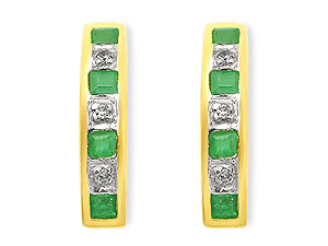 9ct gold Emerald and Diamond Half Hoop Earrings 045409