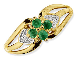 9ct gold Emerald and Diamond Heart Ring 047610-J
