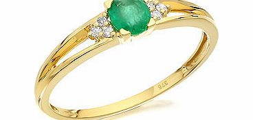9ct Gold Emerald And Diamond Ring - 047633
