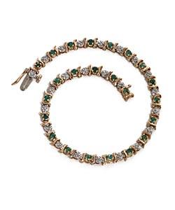 9ct Gold Emerald and Diamond Set Bracelet