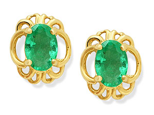 9ct Gold Emerald Earrings - 070538