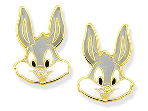 9ct gold Enamel Bugs Bunny Earrings 070870