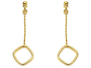 9ct Gold Enchained Square Drop Earrings 4cm