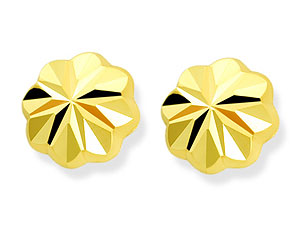 9ct Gold Facetted Flower Earrings - 070220