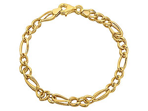 9ct Gold Figaro Twist Bracelet 7.5` - 077402