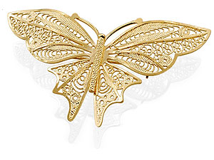 9ct Gold Filigree Butterfly Brooch - 079177
