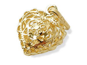 9ct Gold Filigree Heart Solid Charm 073704